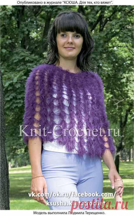 Ажурная пелерина крючком.