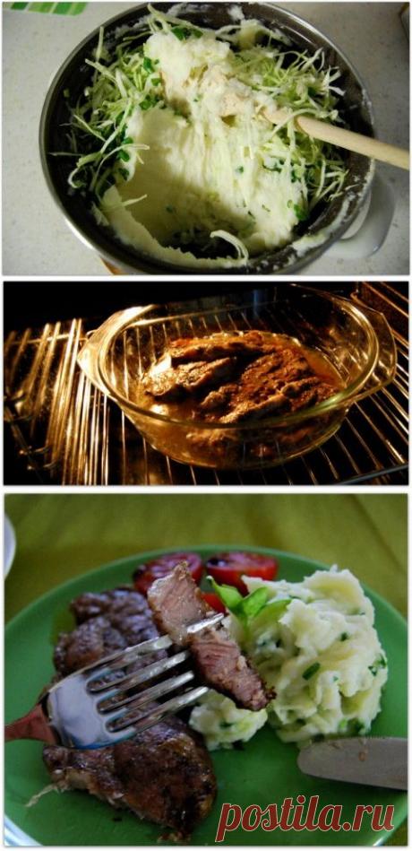 Колканнон и свиные стейки.