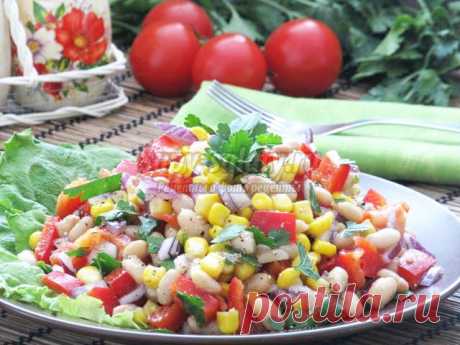 Салат из фасоли, кукурузы и сладкого перца. Рецепт с пошаговыми фото