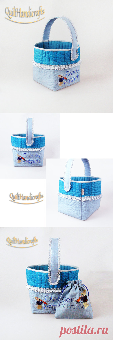 Beautiful Easter basket Boys personalized by QuiltHandicrafts