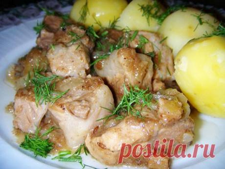 Свинина тушеная в пиве