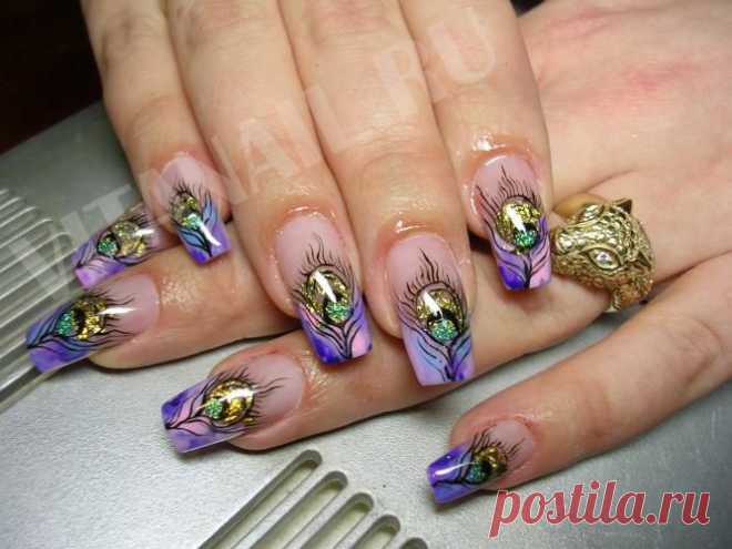 Дизайн ногтей: "Перо павлина 3"
