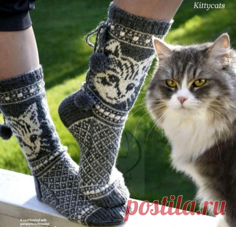 Вяжем носки с котиками — DIYIdeas