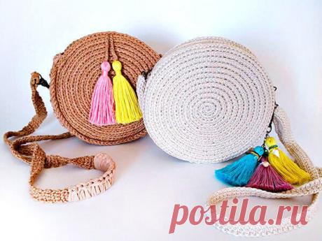 Сумки вязаные на вилке и крючком из джута | Рукоделие