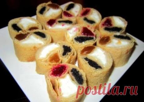СЛАДКИЕ БЛИННЫЕ РОЛЛЫ «ТРИ ВКУСА» С РАЗНЫМИ СОУСАМИ - rastimul.com.ua