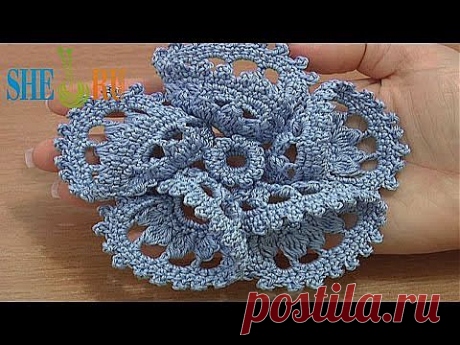 Цветы вязаные Урок 63 часть 1 из 2 Как вязать цветок - YouTube