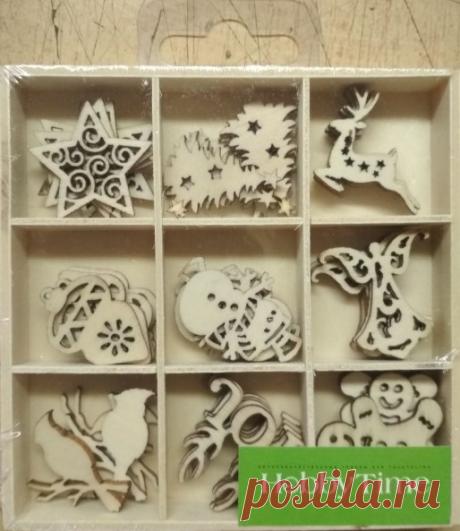 Декор из дерева, натуральный "Рождественская фантазия №35" в деревянном органайзере | Купить с доставкой | My-shop.ru