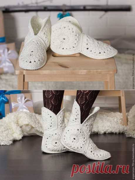 Милые домашние тапочки крючком - Ярмарка Мастеров - ручная работа, handmade