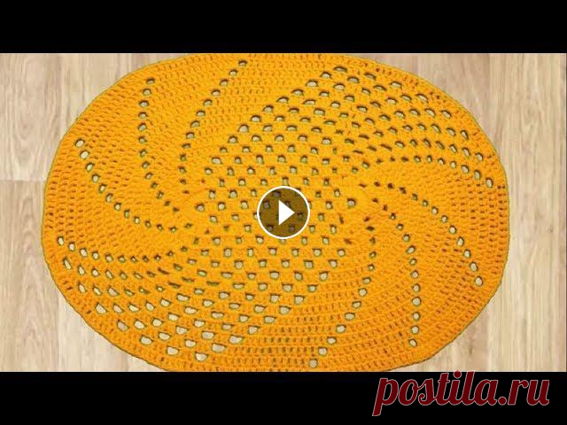 ОВАЛЬНЫЙ КОВРИК  КРЮЧКОМ С УЗОРОМ ПО СПИРАЛИ Как связать овальный коврик крючком узором "бабушкин квадрат" со смещением по спирали....