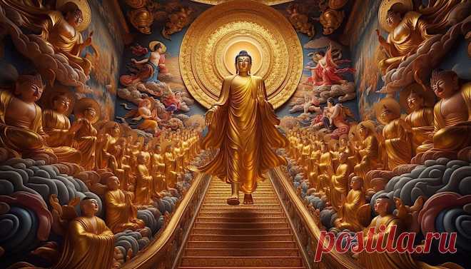 Когда Будда вернулся с небес, он принёс учение о сострадании и карме. Сегодня мы можем вспомнить эти истины и поделиться добром с миром. Пусть каждый день будет шагом к гармонии и просветлению!
Открытки на День нисхождения Будды Шакьямуни из рая 33 божеств. Открытки на Лхабаб Дуйсен.