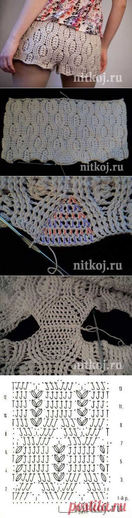 Шорты крючком узором «Колосок» &raquo; Ниткой - вязаные вещи для вашего дома, вязание крючком, вязание спицами, схемы вязания