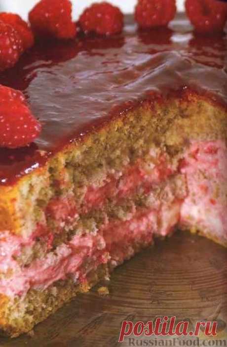 Рецепт: Малиновый торт со сливочным кремом на RussianFood.com
