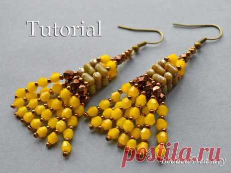 Shiny Tassels - beadwoven earrings tutorial / Beading tutorial / Earring pattern…