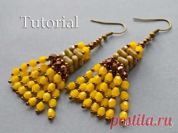 Shiny Tassels - beadwoven earrings tutorial / Beading tutorial / Earring pattern…
