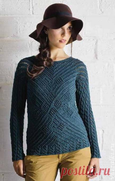 Пуловер ажурный вяжется из центра спинки и переда. Очень красивый ажурный узор, который будет под силу профессиональным вязальщицам. / viazalki.ru