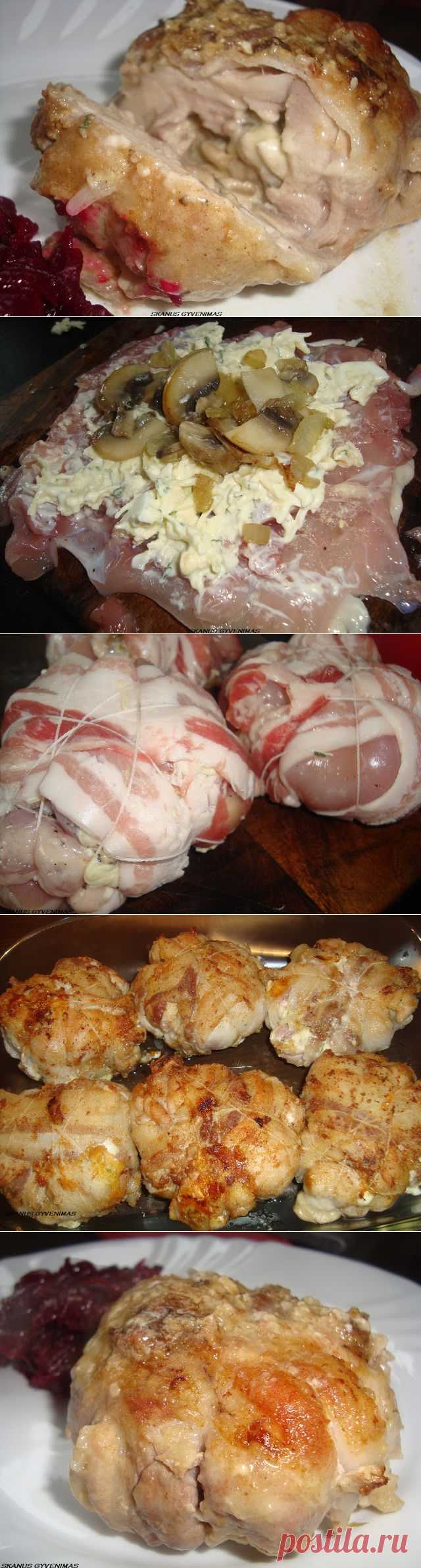 Куриные рулетики с беконом.