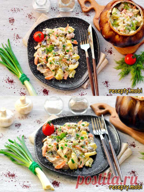 Курица с грибами в горшочке в духовке

✅Ингредиенты 
2 клубня картофеля; 
1 куриное бедро; 
1 лук; 
200 г. шампиньонов; 
1 морковь; 
2 ст.л. сметаны; 
200 мл. воды; 
зелень для подачи; 
2 ст.л. растительного масла; 
соль, перец.