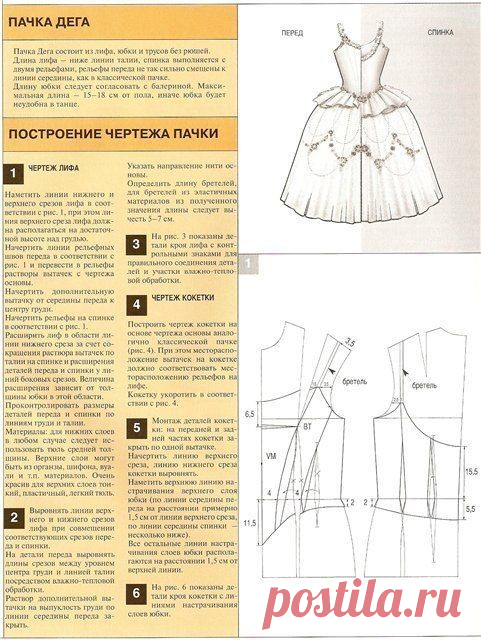 Балетный костюм. Пачка Дега. Выкройки. ч2