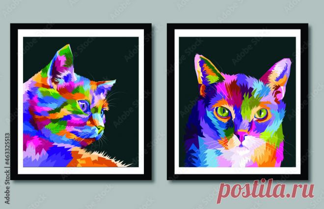 Готовые фотографии, изображения, не требующие уплаты роялти, векторные изображения и видеоролики (Поп-арт кошки)