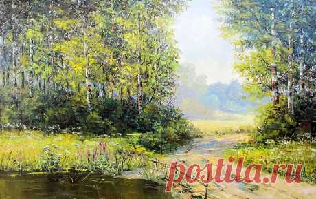 Край березовый, необъятный... Художник Синев Евгений.