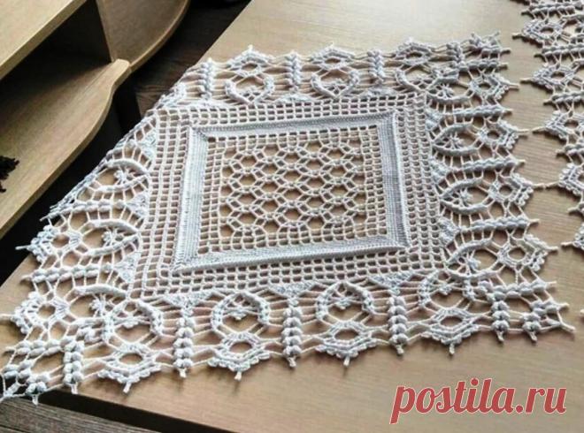 Квадратная салфетка крючком схема