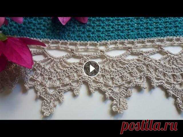 МК Красивая ажурная кружевная кайма крючком для сарафана, платья, юбки, скатерти. Предлагаю вашему вниманию видеоурок по вязанию крючком широкой красивой ажурной каймы. МК Детский сарафан крючком...