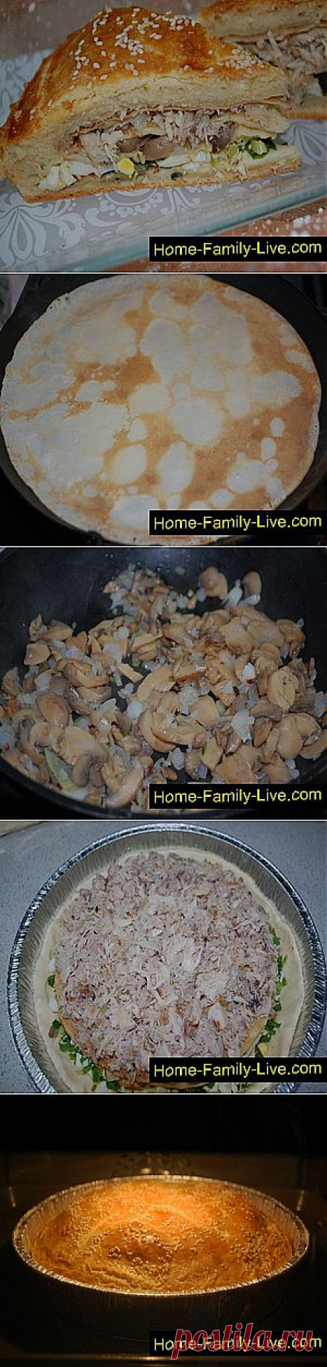 Кулинарные рецепты Курник с курицей и грибами &amp;raquo; Кулинарные рецепты