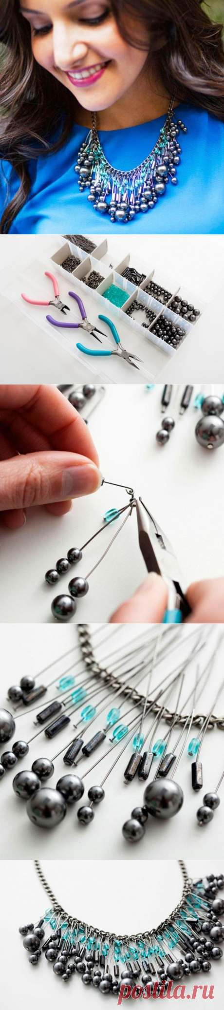 Колье из цепочки и бусин (DIY) / Украшения и бижутерия /