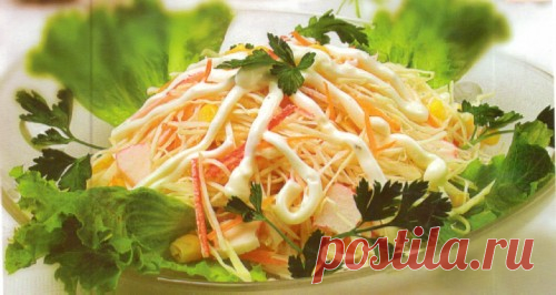 Салат с крабовыми палочками - Рецепты русской кухни