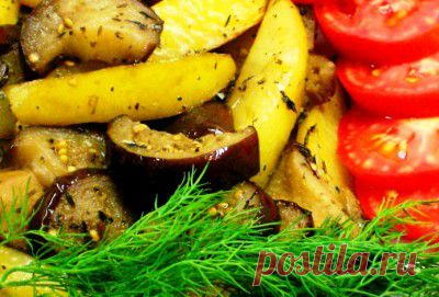 Картофель и баклажаны в духовке : Вегетарианская и постная кухня
