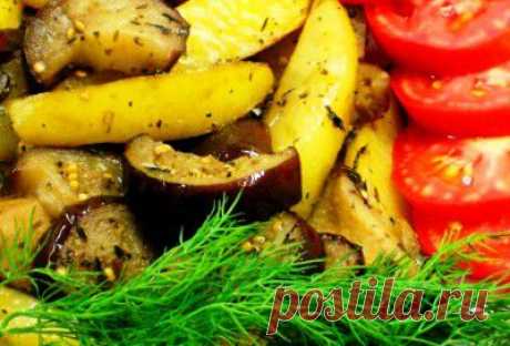 Картофель и баклажаны в духовке : Вегетарианская и постная кухня