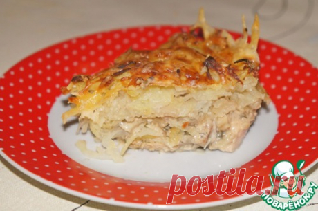 Запеканка из курицы под картофельной стружкой - кулинарный рецепт