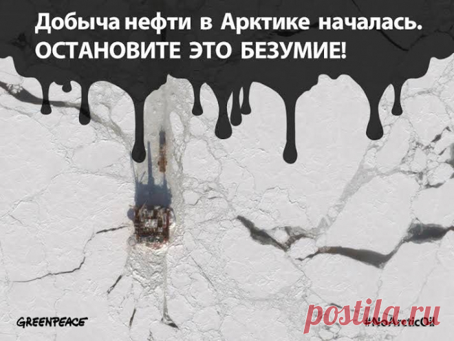 Несколько дней назад, по сообщениям СМИ, «Газпром нефть шельф» отправил первый танкер с единственной в мире платформы на арктическом шельфе. То есть первый танкер с первой арктической нефтью. 

Гринпис призывает отказаться от рискованной и дорогостоящей добычи нефти на Арктическом шельфе! Поставьте свою подпись против бурения в Арктике! www.savethearctic.org