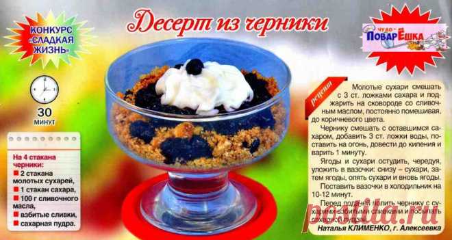 Десерт из черники