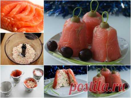 Колокольчики из красной рыбы к Новогоднему столу.