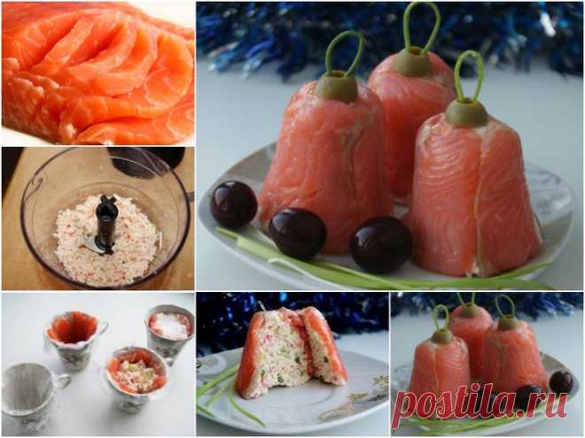 Колокольчики из красной рыбы к Новогоднему столу.