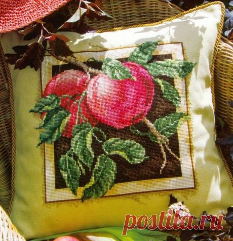 Схема для вышивки подушки яблоки. Подушка с вышивкой Яблоки |