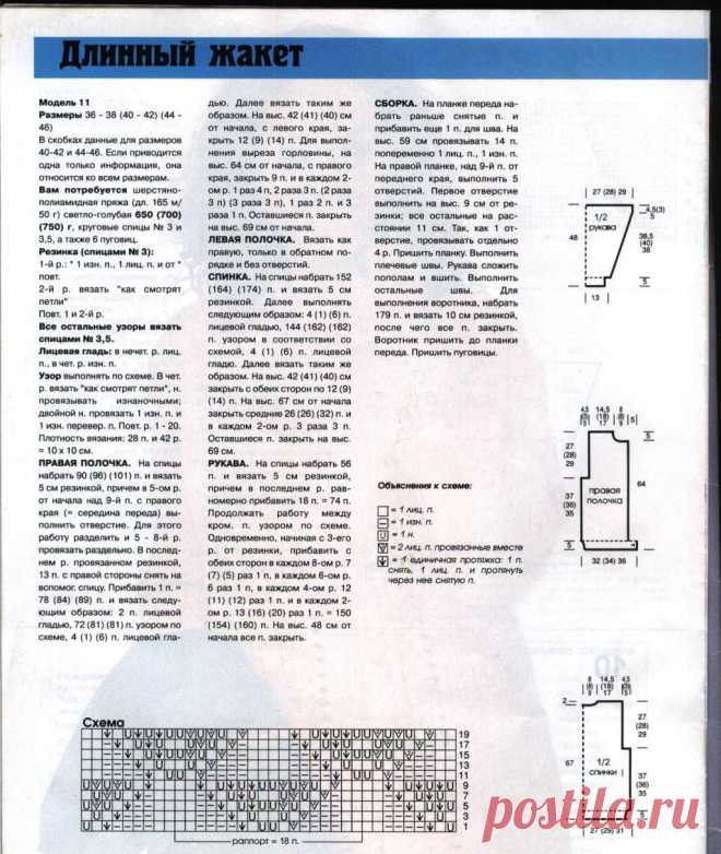 Длинный жакет спицами с красивым узором
