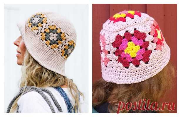 Granny Square Bucket Hat Free Crochet Patterns