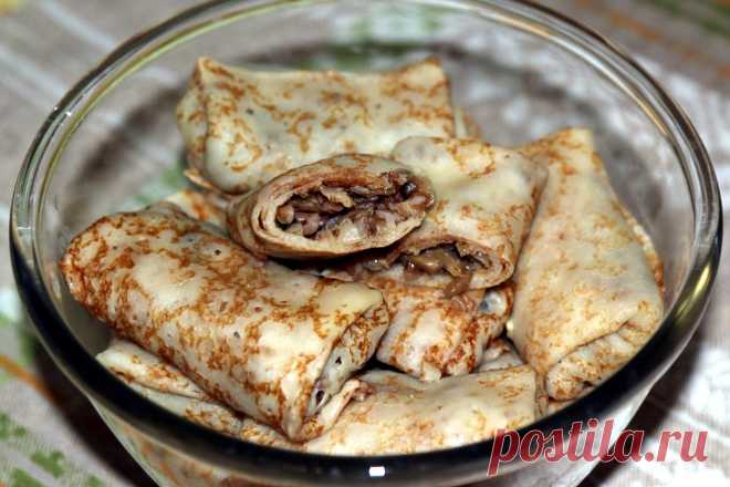 Блинчики с гречневой кашей и капусткою.