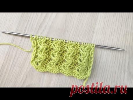 Необычный узор Волнистые жгуты. Вязание спицами.