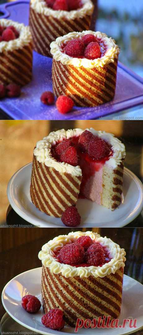 Вкусно жить не запретишь!: &quot;Полосатые&quot; пирожные с малиновым муссом