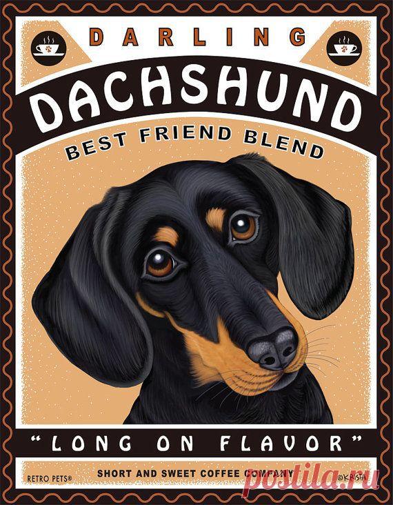 Dachshund Art - Darling Dachshund Best Friend Blend - "Long On Flavor" - 11x14…