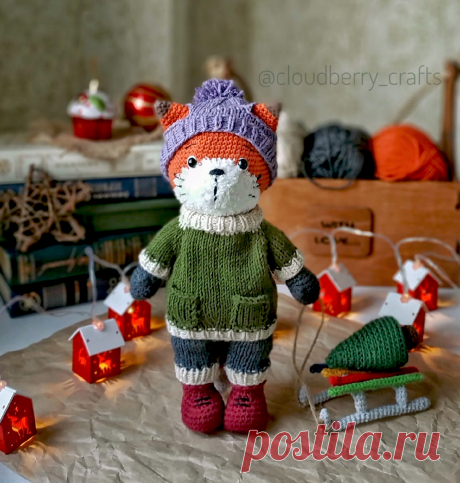 PDF Зимний Лис крючком. FREE crochet pattern; Аmigurumi animal patterns. Амигуруми схемы и описания на русском. Вязаные игрушки и поделки своими руками #amimore - Лиса, лисица, лисёнок, лисичка.