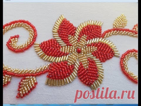 hand embroidery hand embroidery design :flower with long beads.