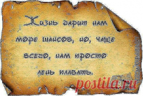 Жизнь дарит нам море шансов, но, чаще всего, нам просто лень плавать.