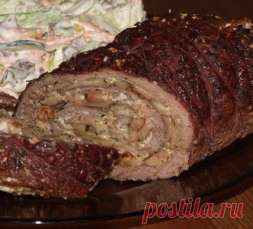Грибной мясной рулет