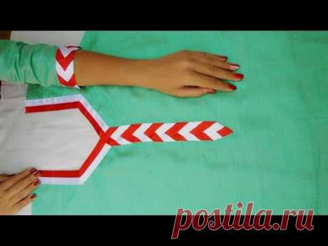 Very stylish and easy neckline with ribbon