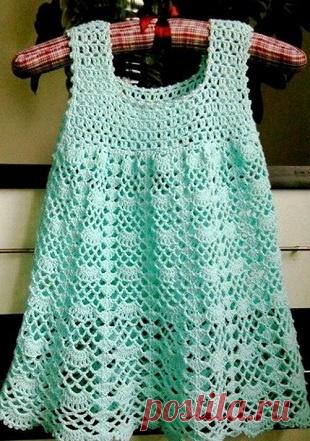 Бирюзовый топ крючком / Вязание