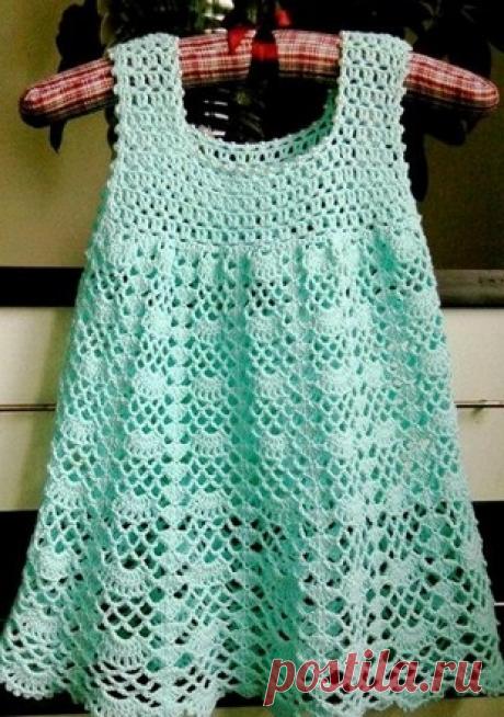 Бирюзовый топ крючком / Вязание